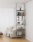 Aluminaire Wood Inspired Floor to Ceiling Shelving Room Divider