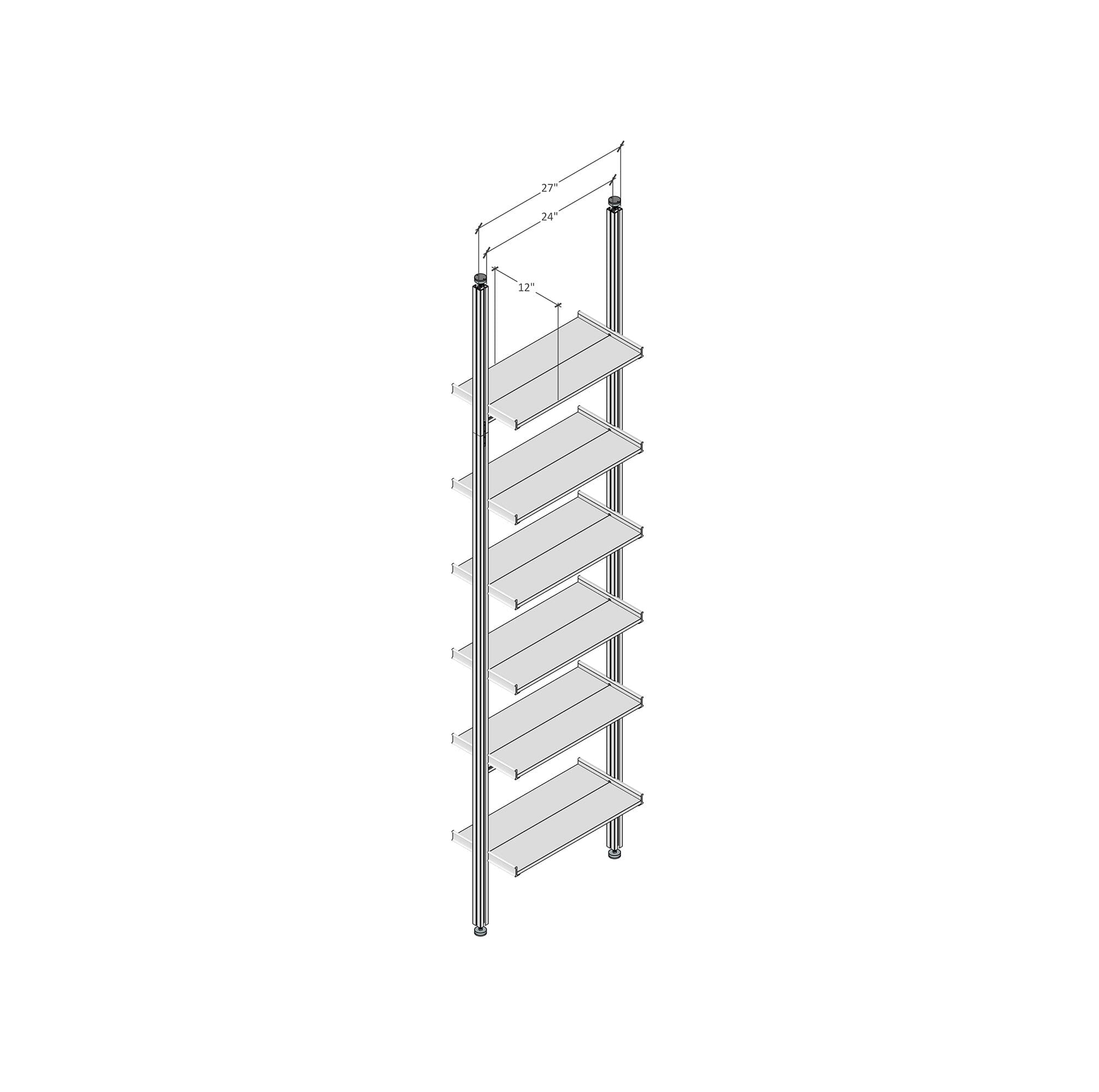 Aluminaire Wood Inspired Floor to Ceiling Shelving Room Divider