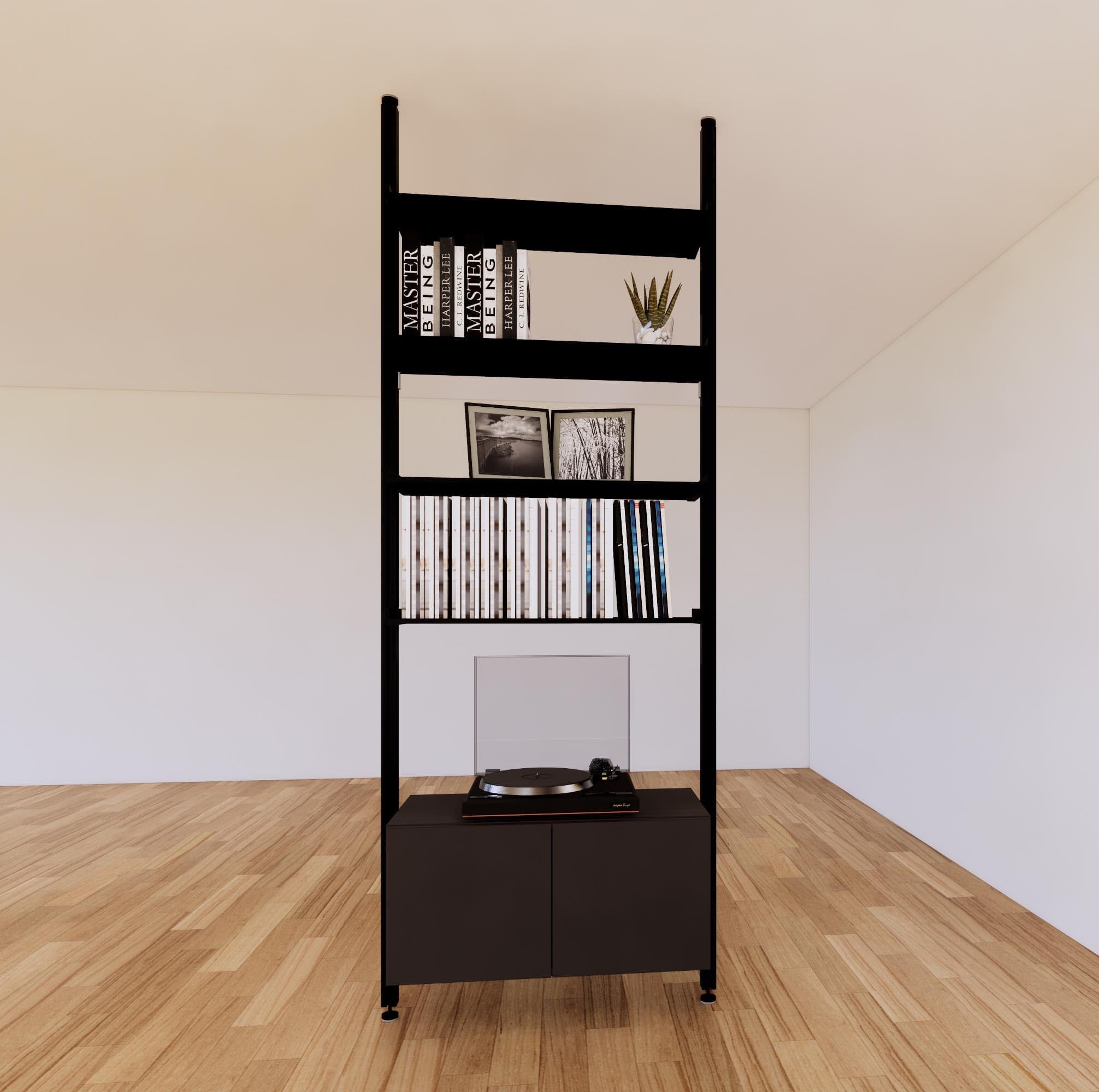 ModShelf Floor to Ceiling Room Divider Shelving with Cabinets