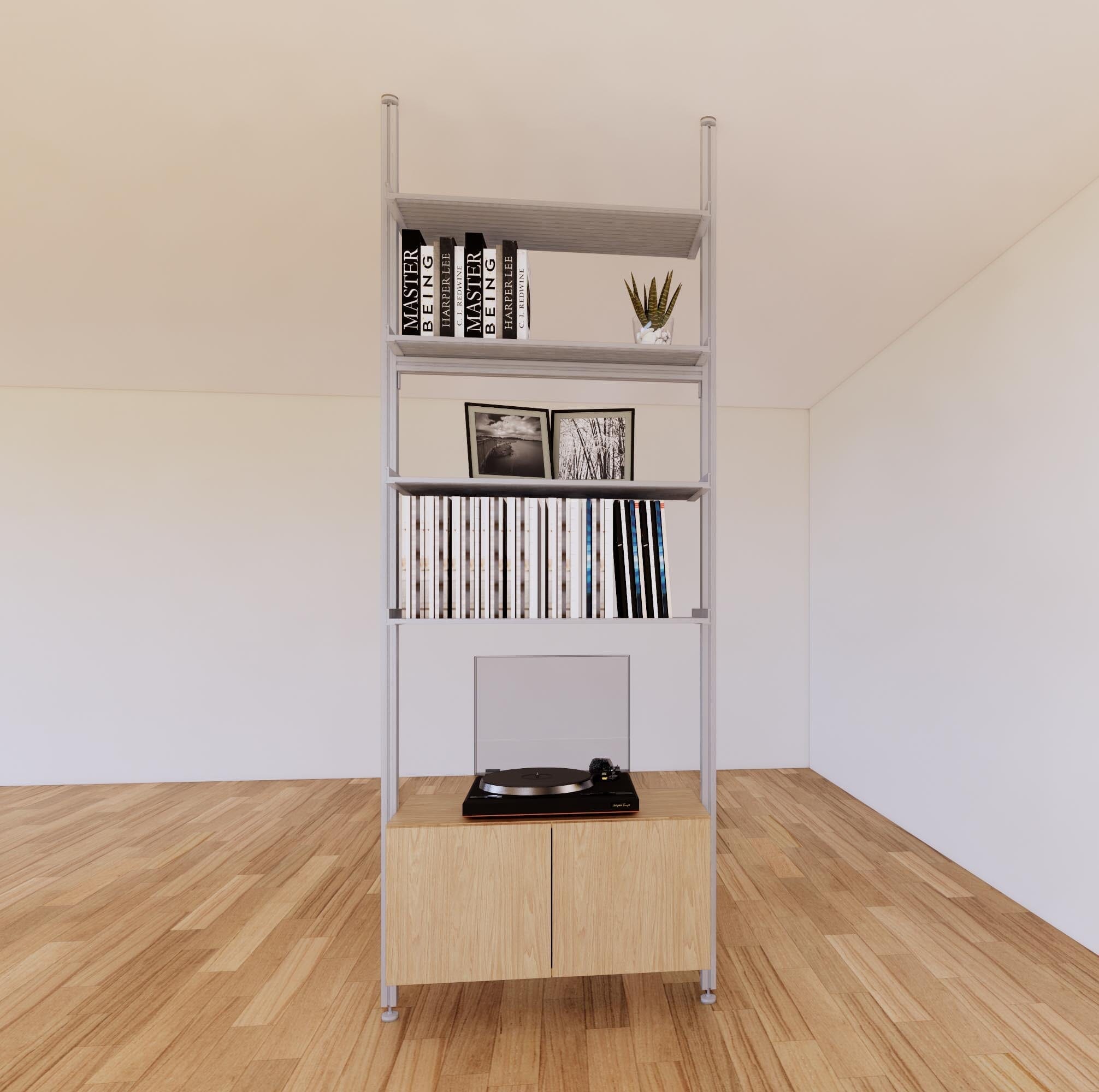 ModShelf Floor to Ceiling Room Divider Shelving with Cabinets