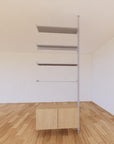 ModShelf Floor to Ceiling Room Divider Shelving with Cabinets