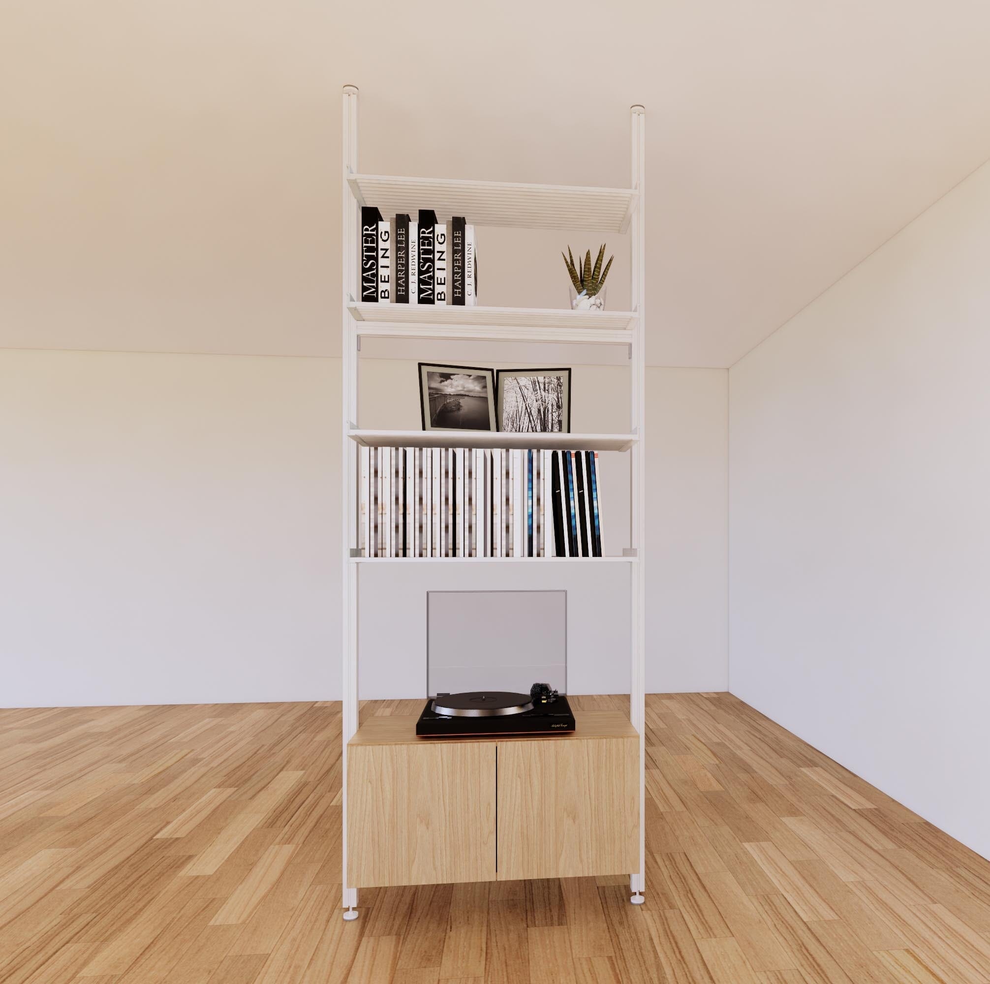 ModShelf Floor to Ceiling Room Divider Shelving with Cabinets