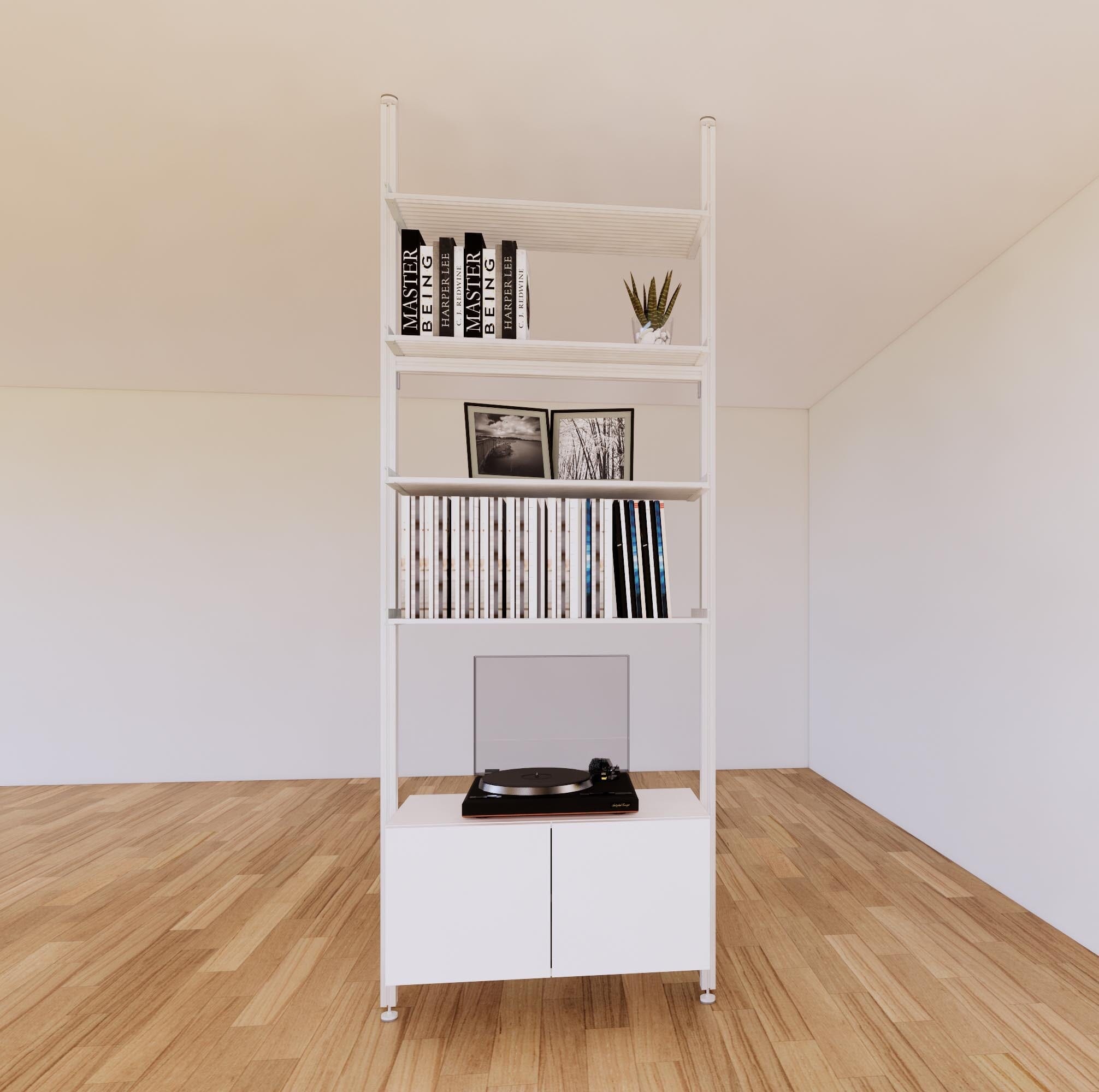 ModShelf Floor to Ceiling Room Divider Shelving with Cabinets