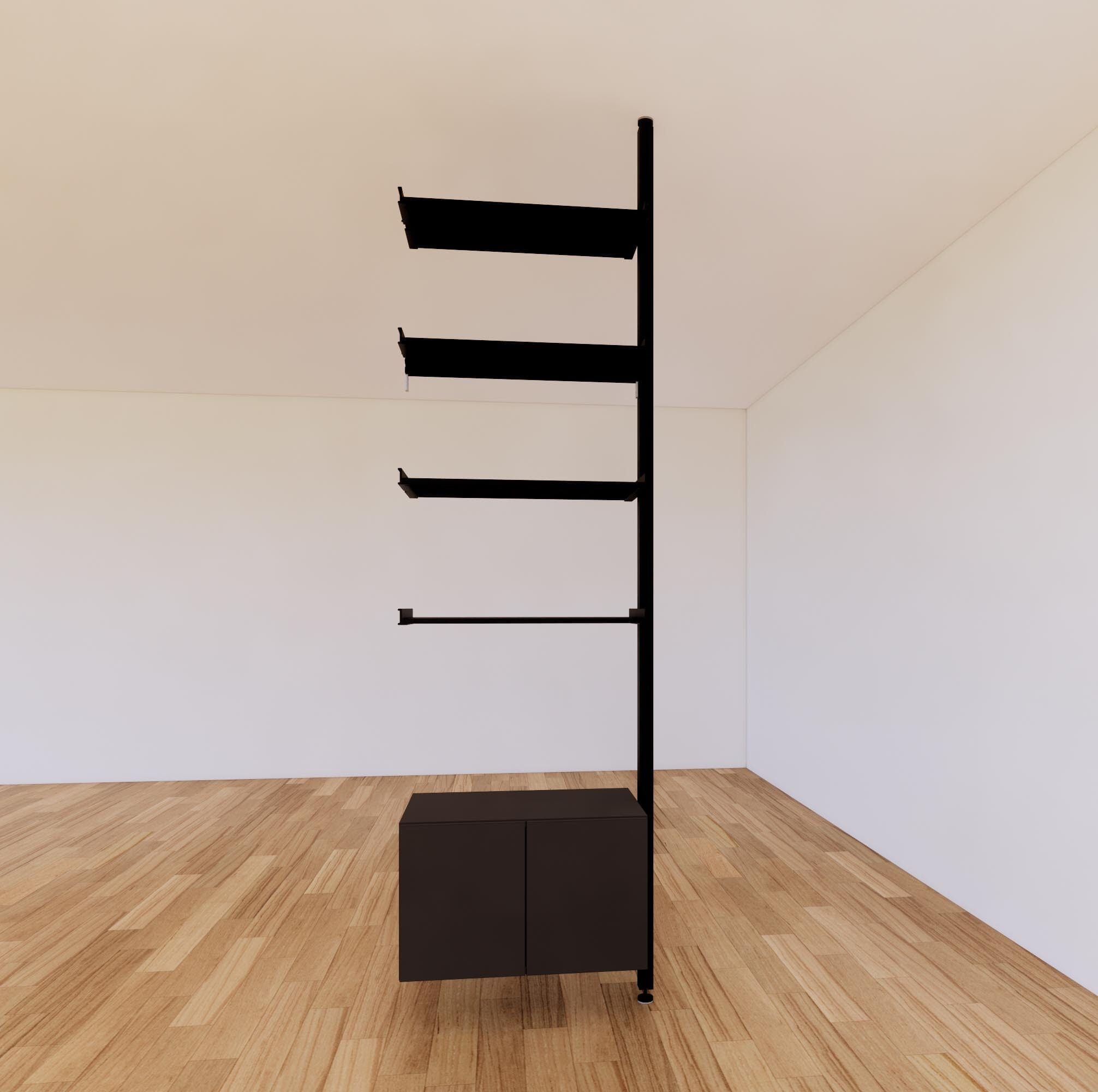 ModShelf Floor to Ceiling Room Divider Shelving with Cabinets