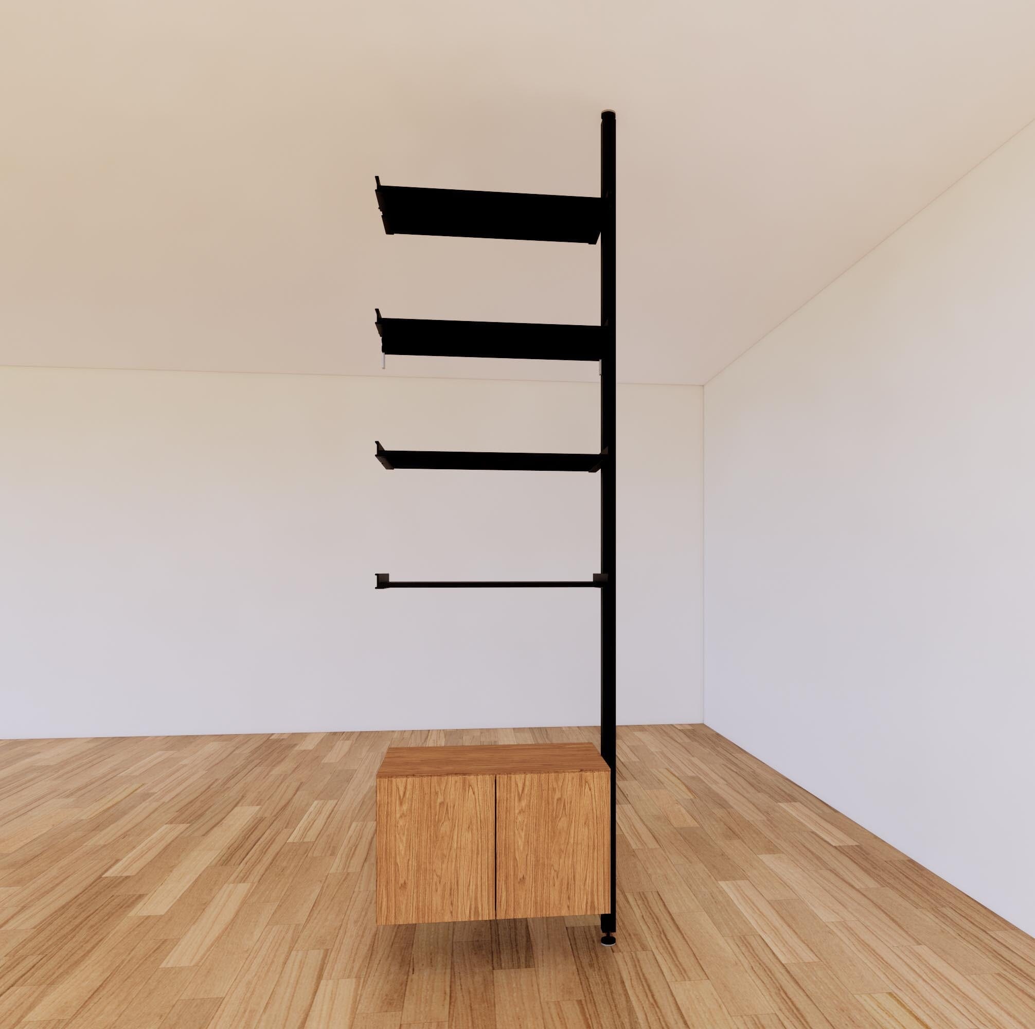 ModShelf Floor to Ceiling Room Divider Shelving with Cabinets