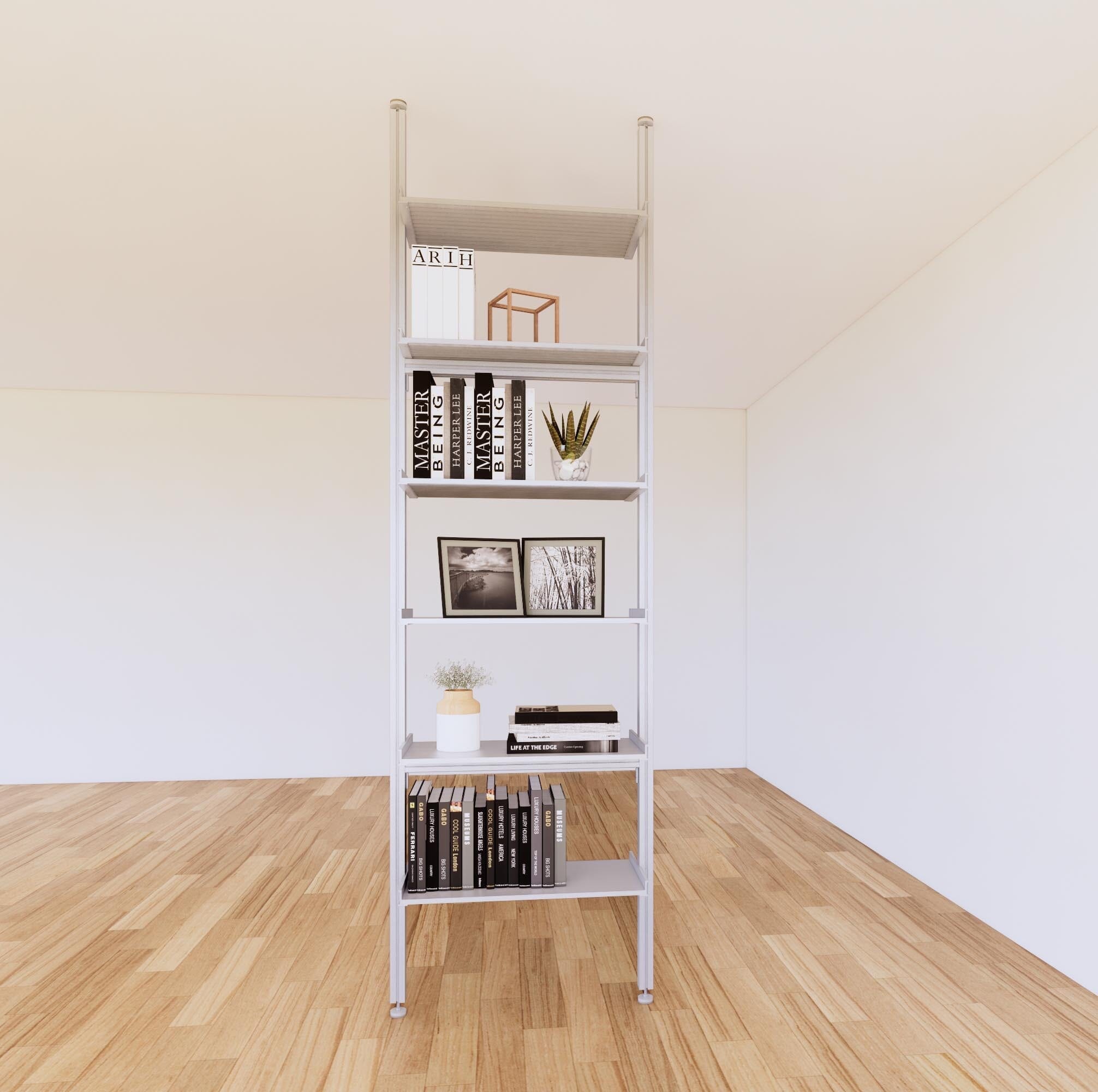 ModShelf Floor to Ceiling Room Divider Shelving with Cabinets