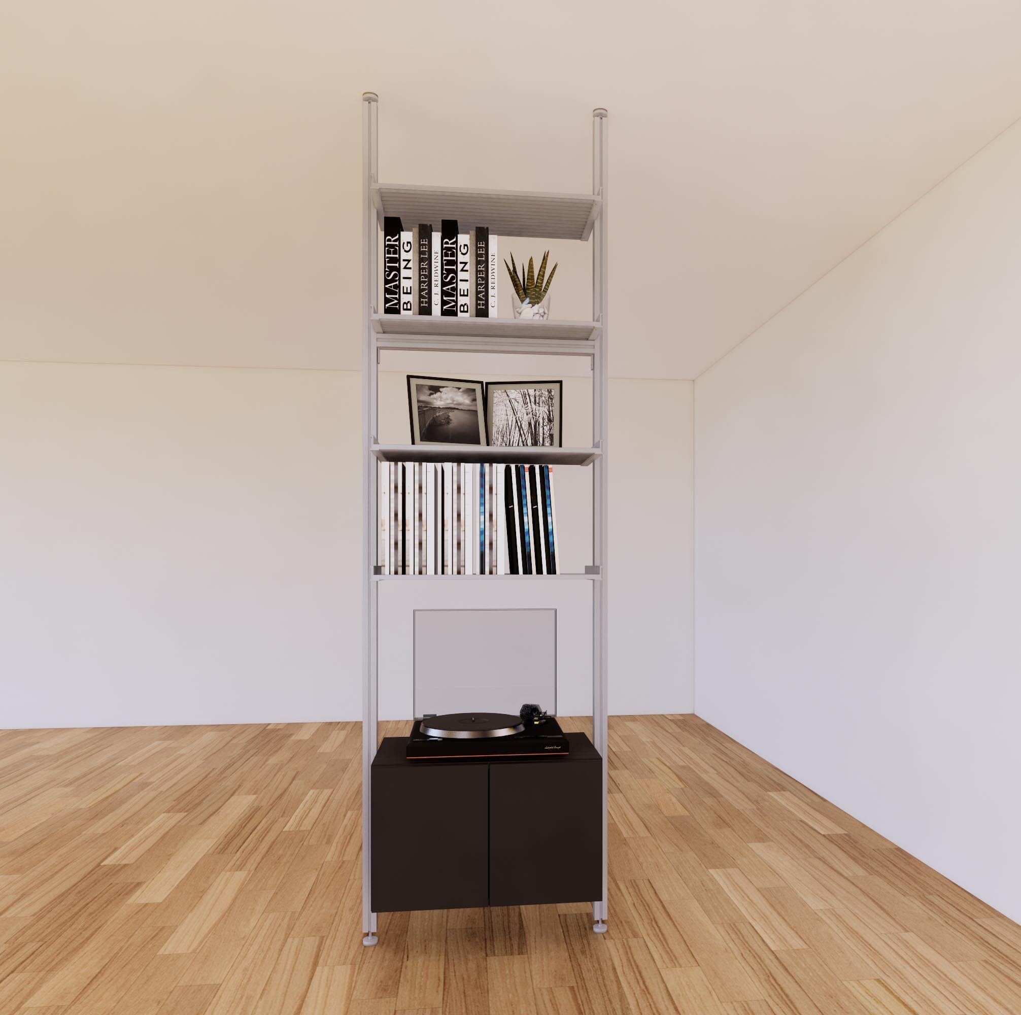 ModShelf Floor to Ceiling Room Divider Shelving with Cabinets