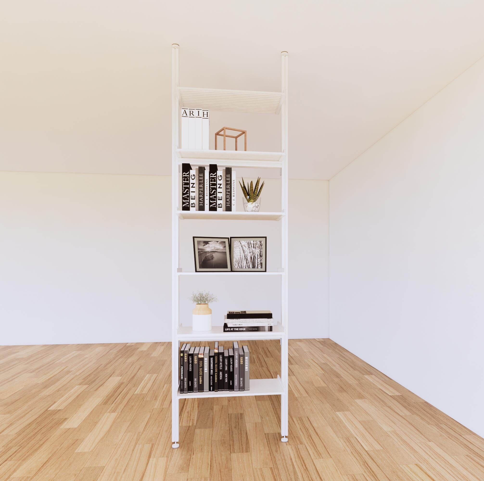 ModShelf Floor to Ceiling Room Divider Shelving with Cabinets