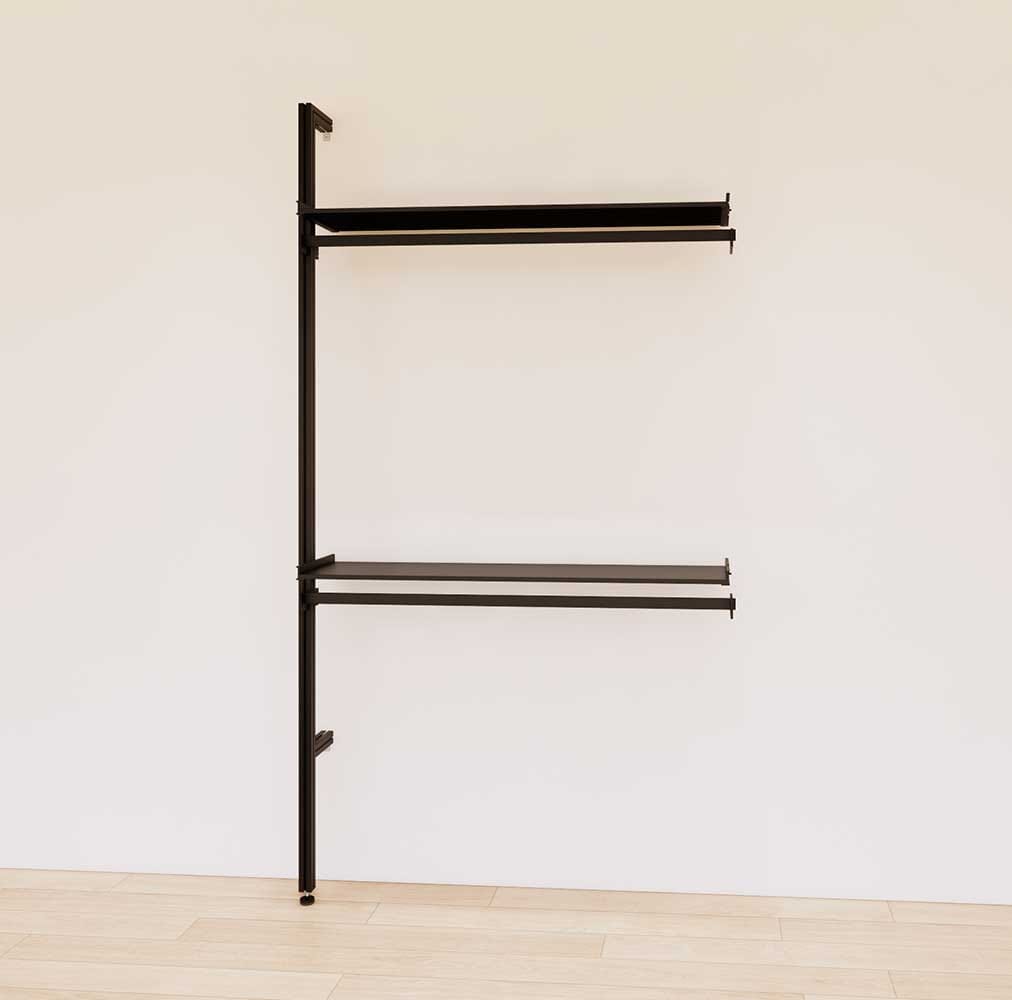 Retail Display Shelving with 2 Shelves +  2 Hanger Bars