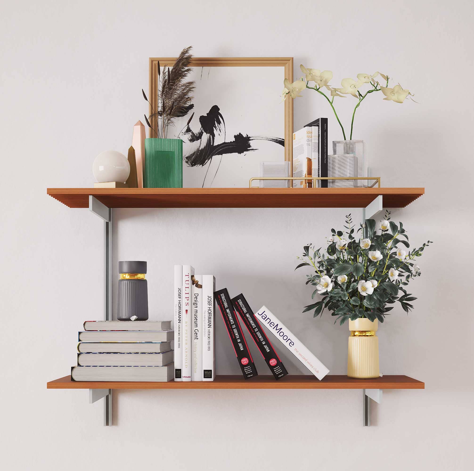 Aluminaire Wood Inspired Wall Mounted Shelving - 2 Shelf