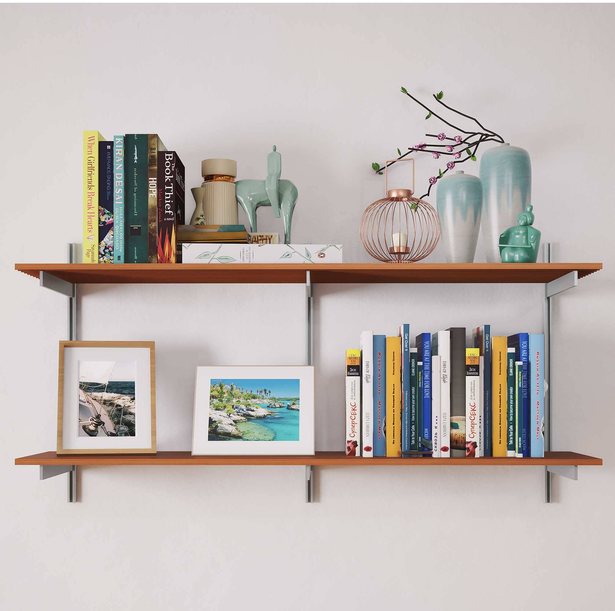 Aluminaire Wood Inspired Wall Mounted Shelving - 2 Shelf