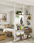 Aluminaire Wood Inspired Floor to Ceiling Shelving Room Divider